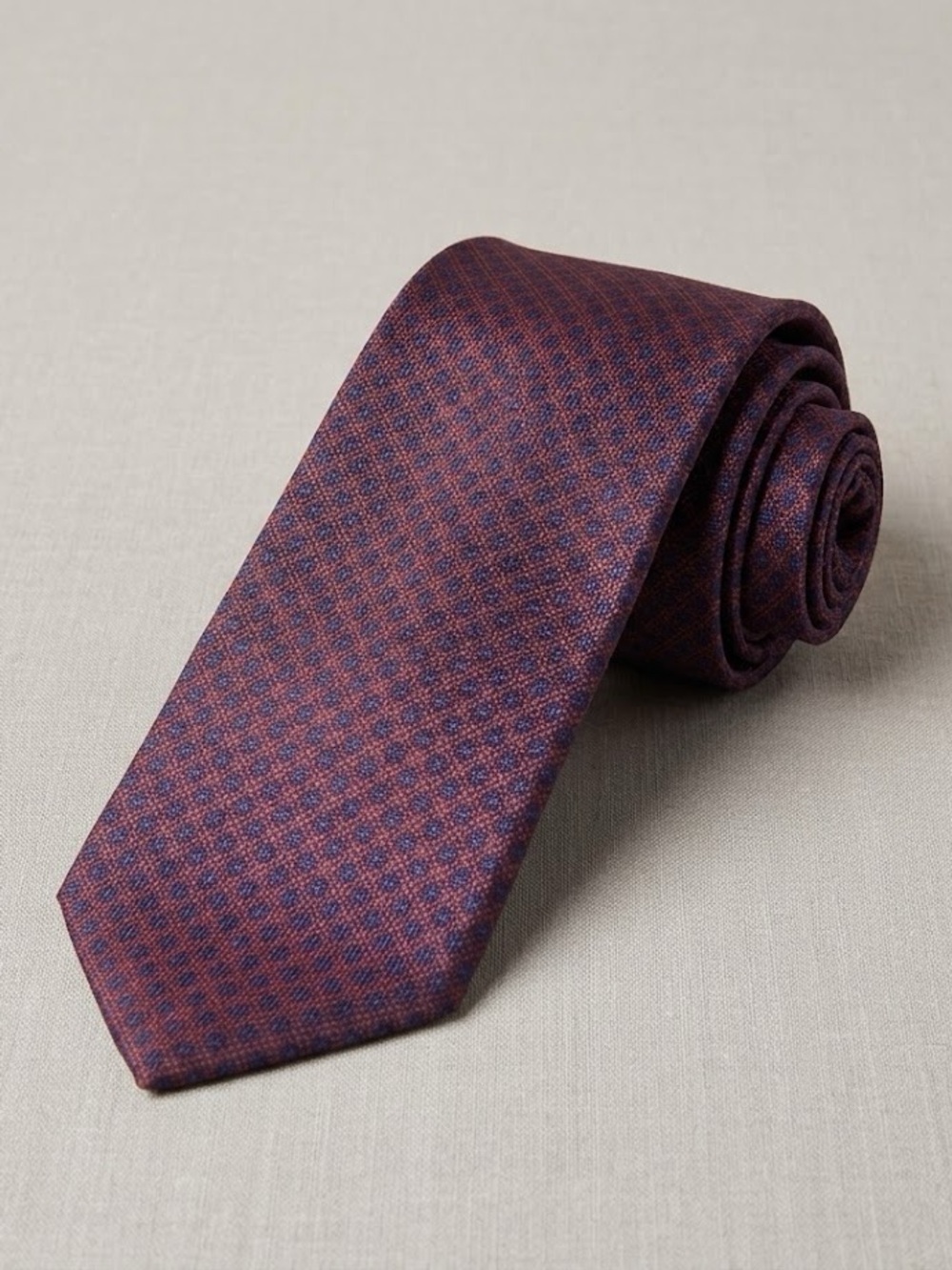 Dunhill Burgundy and Navy Geometric Silk Tie